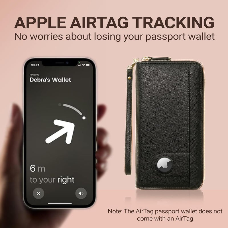 Apadi Travel Document Organizer - RFID Passport Wallet Case Family Holder Id Wristlet - Image 2